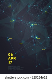 3D Abstract Mesh Background with Circles, Lines and triangular Shapes Design Layout for Your Business. Vector Illustration