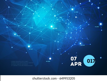 3D Abstract Mesh Background with Circles, Lines and triangular Shapes Design Layout for Your Business. Vector Illustration