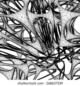 3d abstract mesh. Black and white element. Vector design.