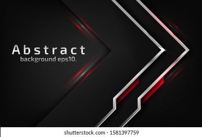 3d abstract modern  background dark black with luxury VIP and red color with line silver Sparkles glitter and gradient decoration shapes arrow geometric Polished vector , design elements