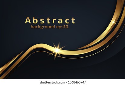 3d abstract modern  background with luxury and dark black color with line Gold Sparkles glitter and gradient decoration shapes geometric Polished vector