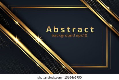 3d abstract modern  background with luxury and dark black color with line Gold Sparkles glitter and gradient decoration shapes geometric Polished vector