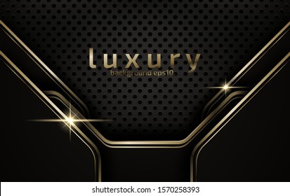 3d abstract modern  background with luxury VIP and dark black color with line Gold Sparkles glitter and gradient decoration shapes geometric Polished vector , design elements 