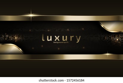 3d abstract modern  background with luxury VIP and dark black color with line Gold Sparkles glitter and gradient decoration shapes geometric Polished vector , design elements