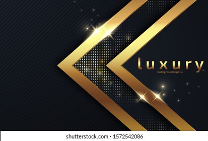 3d abstract modern  background with luxury VIP and dark black color with line Gold Sparkles glitter and gradient decoration shapes geometric Polished vector , design elements