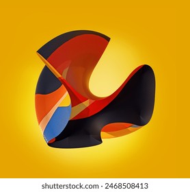 3D ABSTRACT IN MODERN SHAPE AND RUBBER TEXTURE ON COLORFUL BACKGROUND