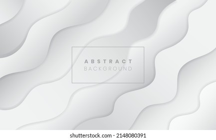 fondo blanco abstracto y moderno en 3D. Las líneas de curva geométrica de gradiente blanco y gris estriban la textura de forma de fondo con sombras realistas. Vector de ilustración EPS10.