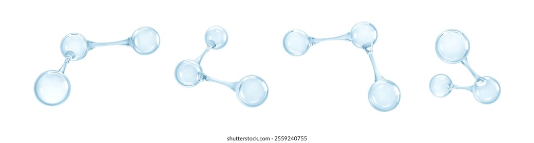 3D abstract molecular or atom structures isolated on white background. Concept of biochemical, pharmaceutical, beauty, medical. Science or medical. Vector 3d illustration