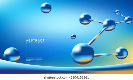 3d abstract molecule ball with colorful gradient great for cover, background, printing