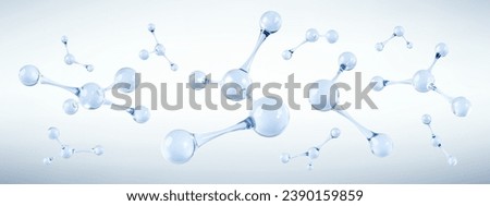 3D abstract molecules or atoms on light blue background. Concept of biochemical, pharmaceutical, beauty, medical. Science or medical background. Vector 3d illustration Zdjęcia stock © 