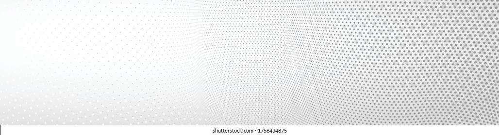 3D abstract monochrome background with dots pattern vector design, technology theme, dimensional dotted flow in perspective, big data, nanotechnology.