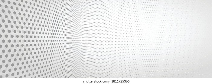 3D abstract monochrome background with dots pattern vector design, technology theme, dimensional dotted flow in perspective, big data, nanotechnology.