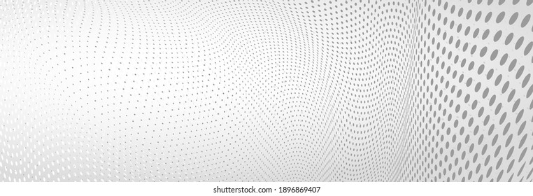 3D abstract monochrome background with dots pattern vector design, technology theme, dimensional dotted flow in perspective, big data, nanotechnology.