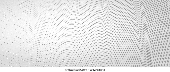 3D abstract monochrome background with dots pattern vector design, technology theme, dimensional dotted flow in perspective, big data, nanotechnology.