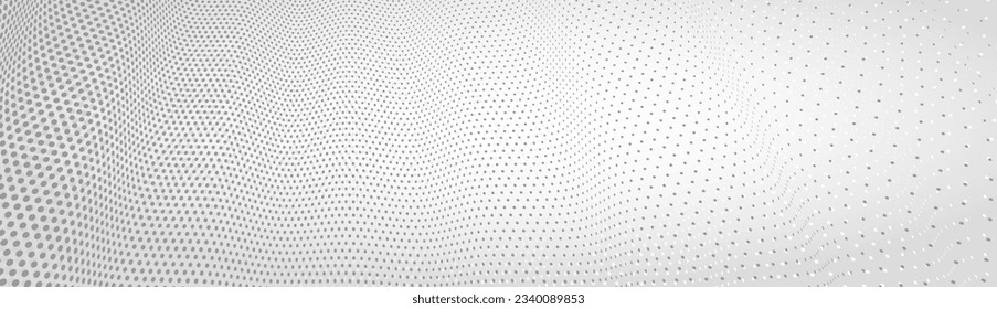 3D abstract monochrome background with dots pattern vector design, technology theme, dimensional dotted flow in perspective, big data, nanotechnology.