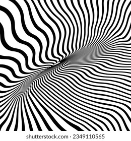 3D abstract monochrome background with line pattern, vector design, technology theme, dimensional line flow in perspective, big data, nanotechnology.