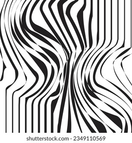 3D abstract monochrome background with line pattern, vector design, technology theme, dimensional line flow in perspective, big data, nanotechnology.
