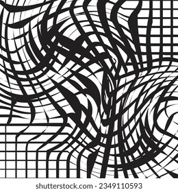 3D abstract monochrome background with line pattern, vector design, technology theme, dimensional line flow in perspective, big data, nanotechnology.