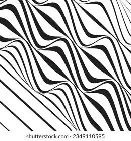 Fondo monocromático abstracto 3D con patrón de línea, diseño vectorial, tema tecnológico, flujo de línea dimensional en perspectiva, datos grandes, nanotecnología.