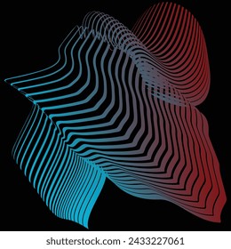 	
Fondo monocromo abstracto 3D con patrón de línea, diseño vectorial, tema de tecnología, flujo de línea dimensional en perspectiva, big data, nanotecnología.	
