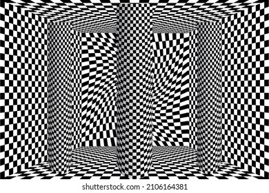 3D abstract monochrome background with squares pattern vector design, technology theme, dimensional dotted flow in perspective, big data, nanotechnology.