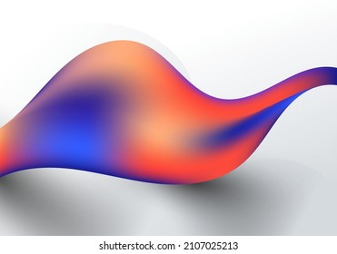 3D abstract neon color dynamic fluid wave on white background. Vector graphic illustration