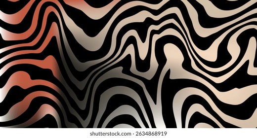 3D Abstract Neon Groovy Hippie 70s background. Distorted, Waves, Swirl, Twirl pattern.