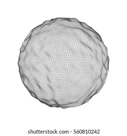 3d abstract noisy pulsating sphere. Vector futuristic illustration.