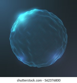 3d esfera resplandeciente y ruidosa. Ilustración futurista vectorial.