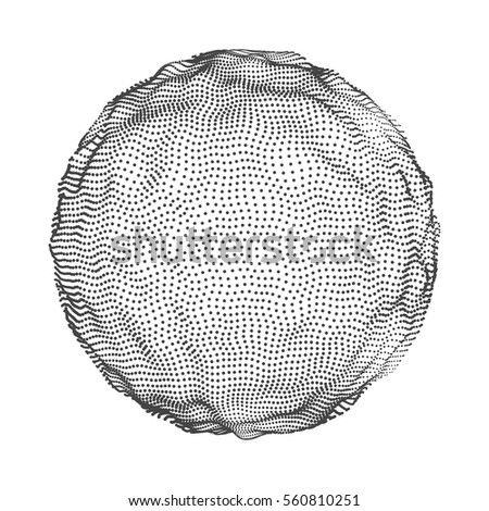 3d abstract noisy pulsating sphere. Vector futuristic illustration.