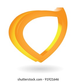 3d Abstract orange glossy speech bubble on white. Vector illustration.