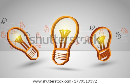 3d abstract orange lught bulbs bachground