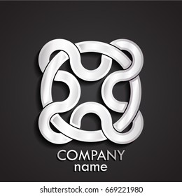 3d abstract ornamental design silver logo