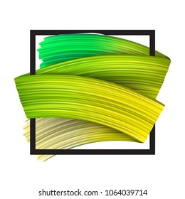 3d abstract paint brush stroke. Colorful modern background with liquid paint brush texture, smear paint. Liquid fluid design. Isolated on white 