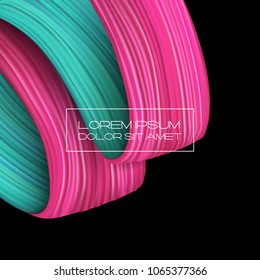 3d abstract paint brush stroke. Colorful modern background with liquid paint brush texture, smear paint. Liquid fluid design. 