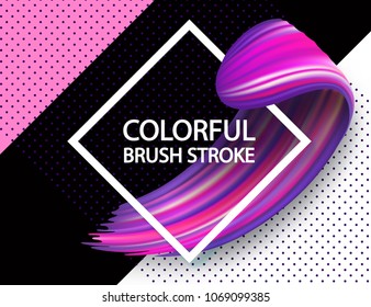 3d abstract paint brush stroke. Colorful modern background with liquid paint brush texture, smear paint. Liquid fluid design, geomertrical background