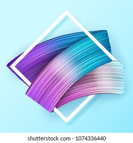 3d abstract paint brush stroke. Colorful modern background with liquid paint brush texture, smear paint. Liquid fluid design. 