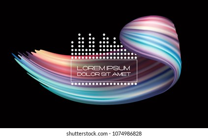 3d abstract paint brush stroke. Colorful modern background with liquid paint brush texture, smear paint. Liquid fluid design