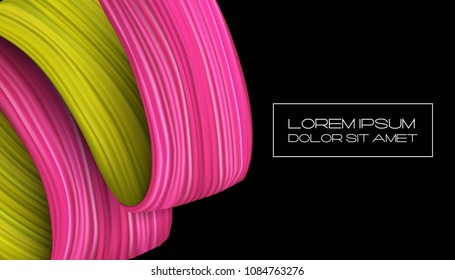 3d abstract paint brush stroke. Colorful modern background with liquid paint brush texture, smear paint. Liquid fluid design. 