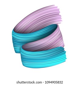 3d abstract paint brush stroke. Colorful modern background with liquid paint brush texture, smear paint. Liquid fluid design. 