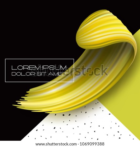 3d abstract paint brush stroke. Colorful modern background with liquid paint brush texture, smear paint. Liquid fluid design, geomertrical background