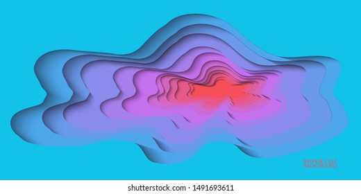 3D abstract paper art style.Vector background with deep green color paper cut shapes
