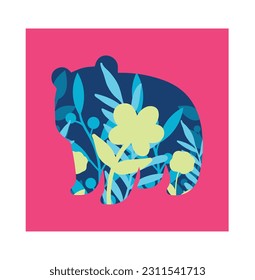 3d abstract paper cut illustration of colorful paper art fall rabbit, grass, flowers and leaves. Greeting card template in paper art style.