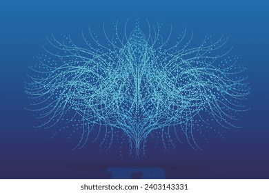 3D abstract particle line graphics technology vector poster background