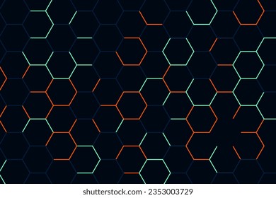 3D Abstract Pattern Honeycomb for Banner, Cover, Poster, Website, Placard, Advertising. Geometric Black Background Hexagon Grid. Design Future Flow Tech Vector illustration.