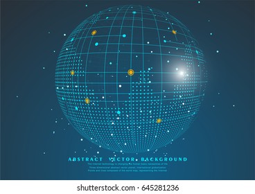3D abstract planet, abstract vector technology background, meaning internationalization, globalization