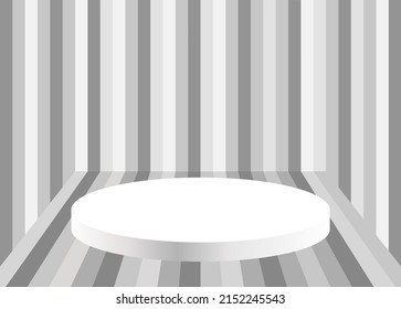 3d abstract platform minimal white podium display scene. Striped monochrome background.  Product presentation. 