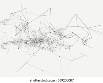 3D Abstract Polygonal Space Black and white Background with Connecting Dots and Lines | Futuristic Vector Illustration