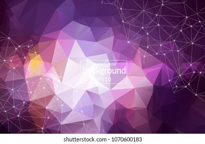 3D Abstract Polygonal Space Purple Background with Bright Low Poly Connecting Dots and Lines - Connection Structure - Futuristic HUD Design