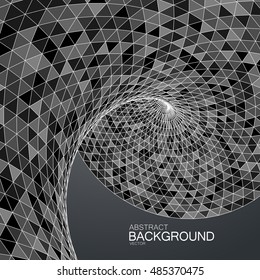 3d abstract polygonal twisted background with triangulation. Vector geometric illustration. Applicable for cover, placard, brochure, flyer, banner design